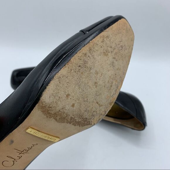 Cole Haan Black and Patent Leather Cap Toe Modest Heel Career Pumps Sz 7.5 - Picture 10 of 15